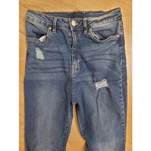 High rise flared ripped blue jeans women's size 5 - Picture 2 of 5